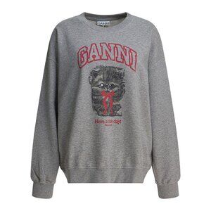 Ganni Margot Kitty Print Crewneck Sweatshirt Tag Size XS Women